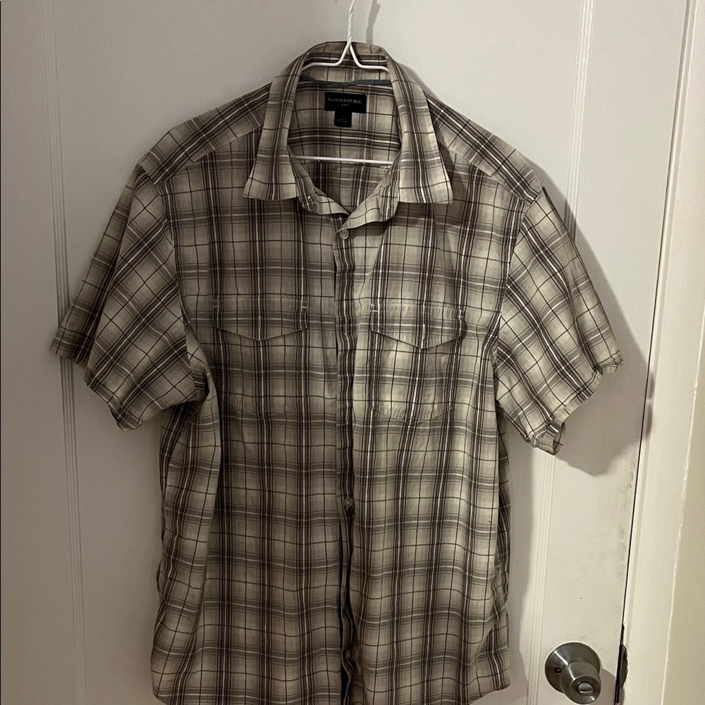 Banana Republic Plaid Short Sleeve Shirt XL